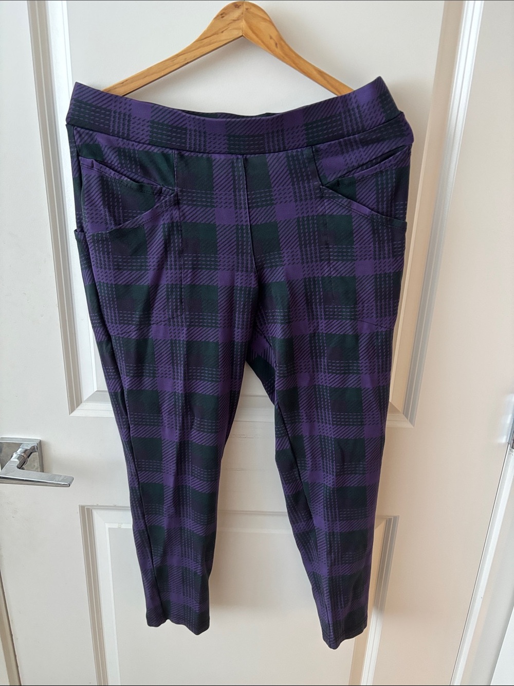 Purple Plaid Office Yoga Pants